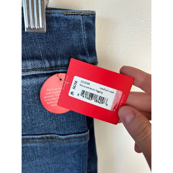 NWT SPANX Distressed Denim Leggings Medium Wash Size M - Picture 6 of 7